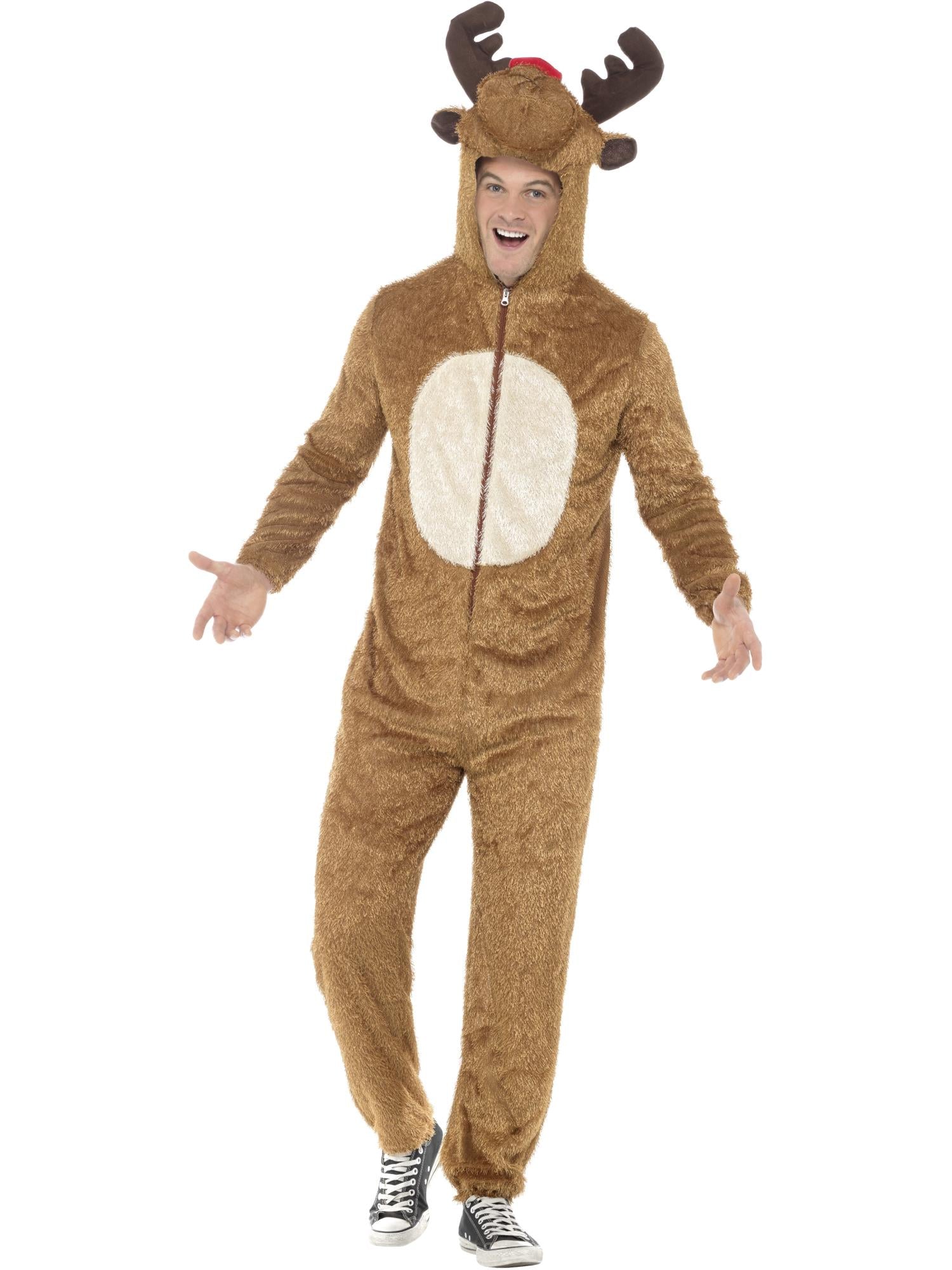 Smiffys Reindeer Costume, Brown, with Hooded Jumpsuit - 31668