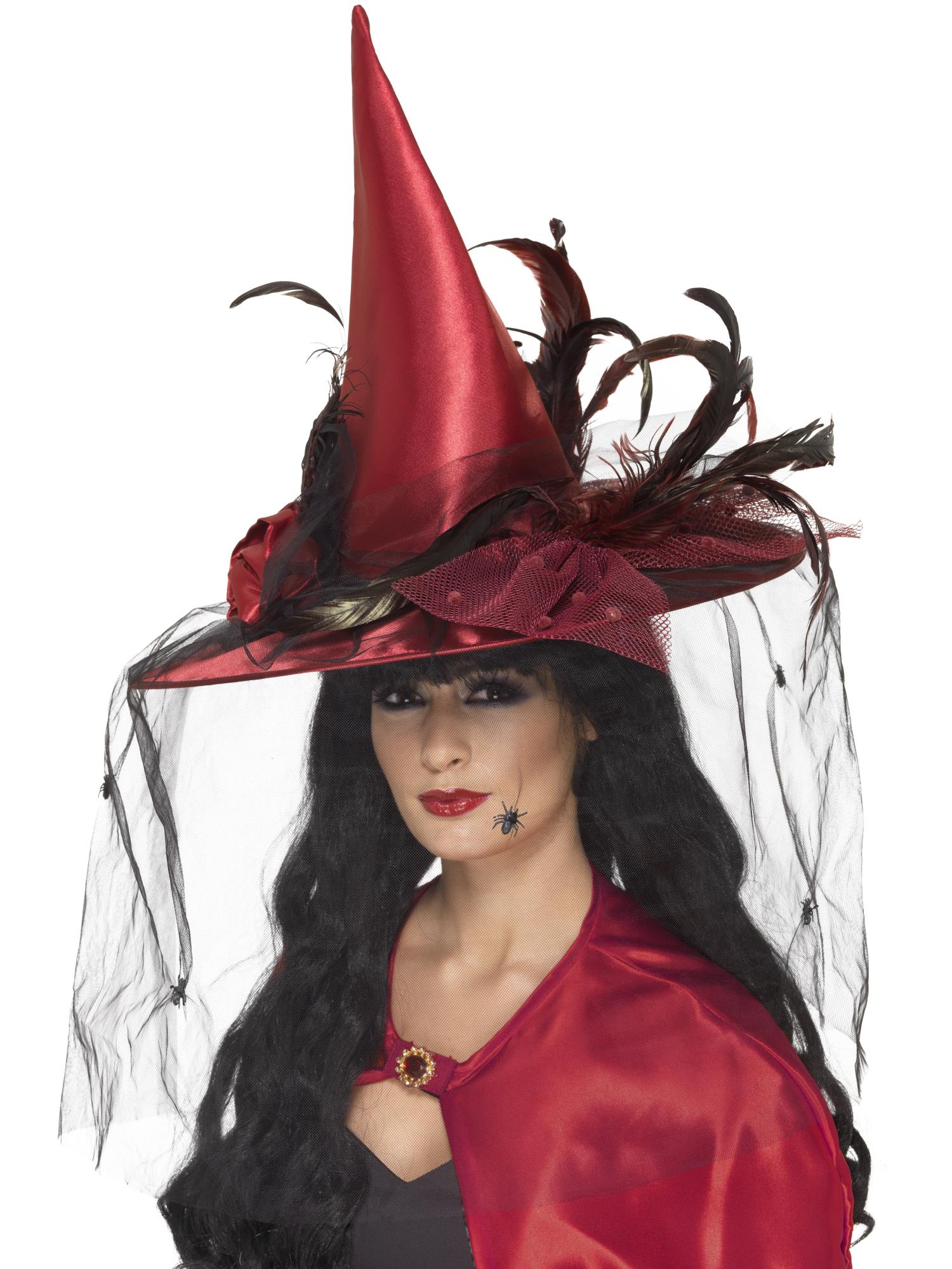 Smiffys Witch Hat, Deep Red - 36720