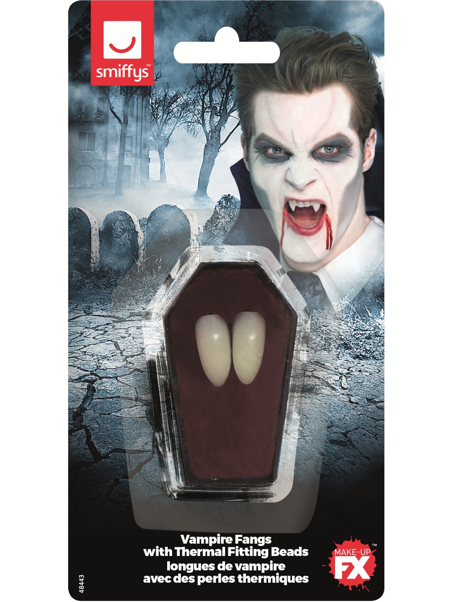 Smiffys Vampire Fangs, with Thermal Fitting Beads - 48443