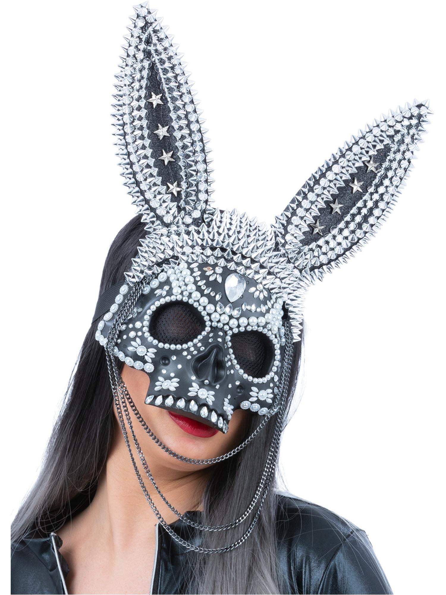 Fever Jewelled Skeleton Bunny Mask