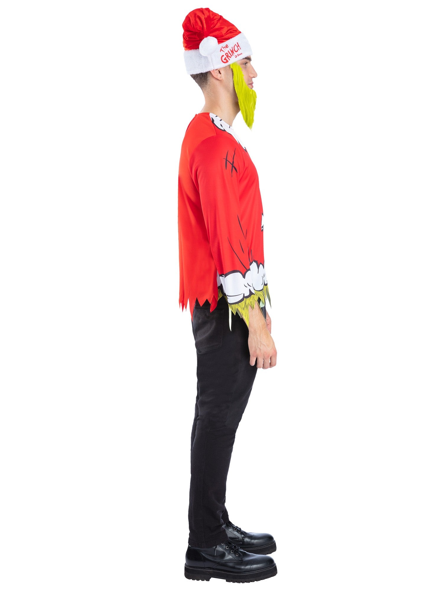 Dr Seuss The Grinch Santa Kit Top & Hat with Beard