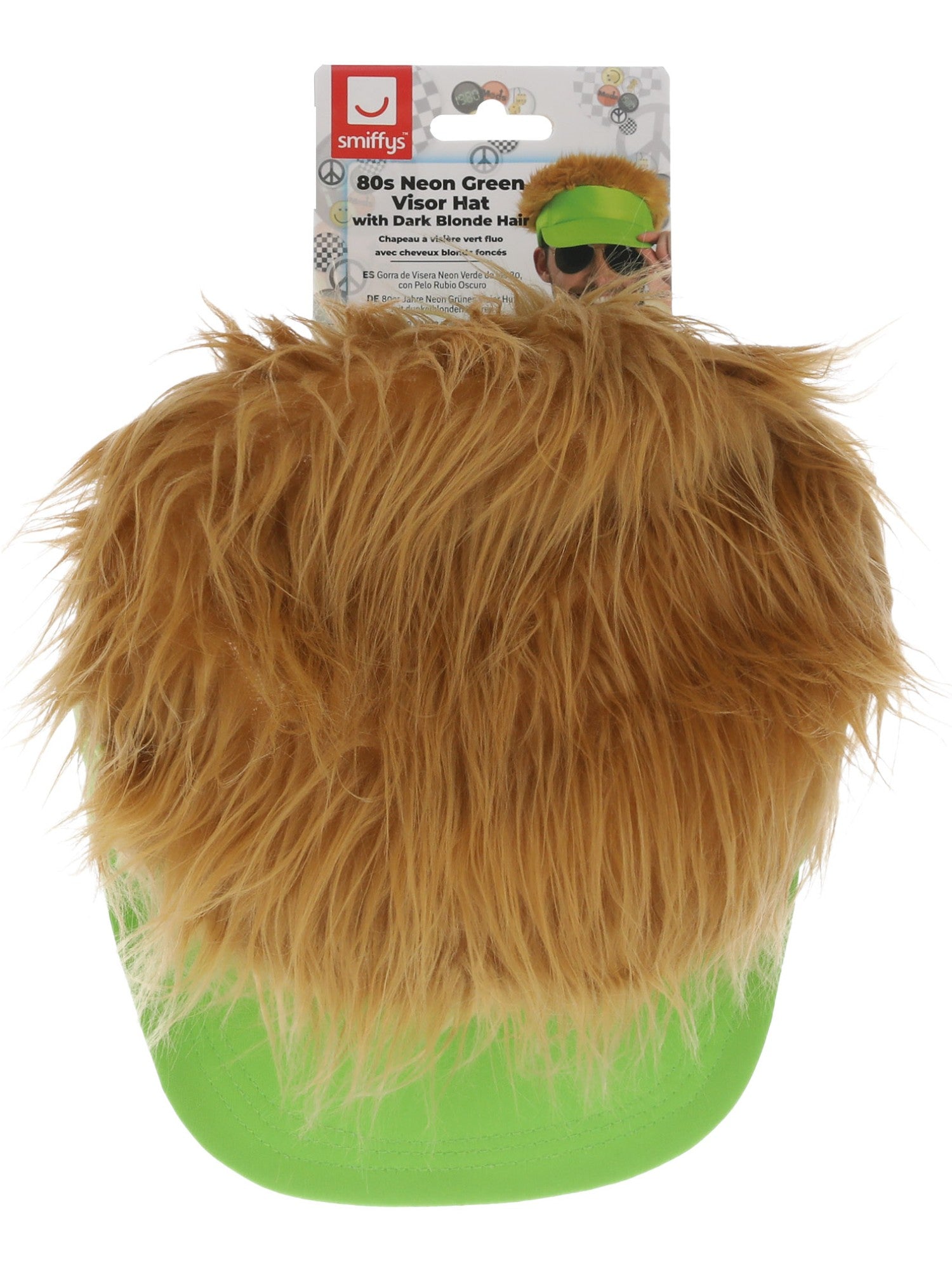 Neon Green Visor Hat with Dark Blonde Hair