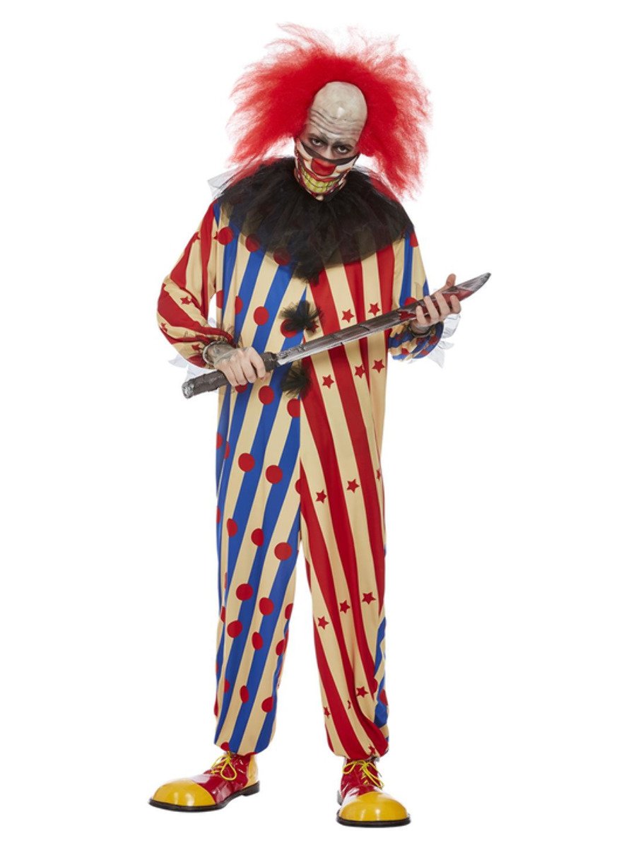 Creepy Clown Costume, Red & Blue Alternate