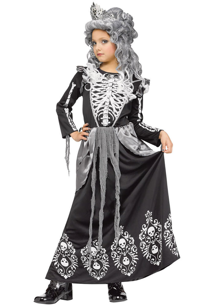 Girls Skeleton Queen Princess Eerie Creepy Costume