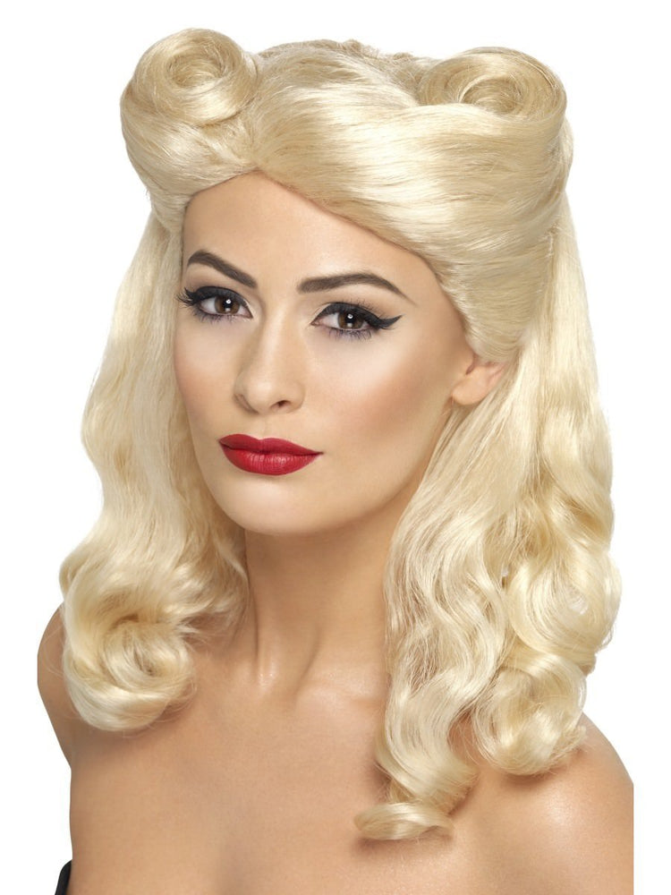 1940s Pin-up Wig w/ Rolls, Blonde
