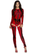 Astounding Outline Skeleton Costume, Sexy Red Skeleton