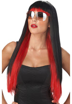 Diva Glam Costume Wig Black & Red