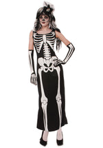 Adult Skeleton Long Dress, Bone Costume