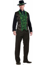 Waistcoat Weed Leaf Marijuana Black Green Fancy Dress