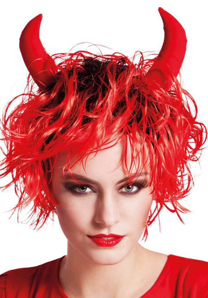 Curley Devil Wig with Horns