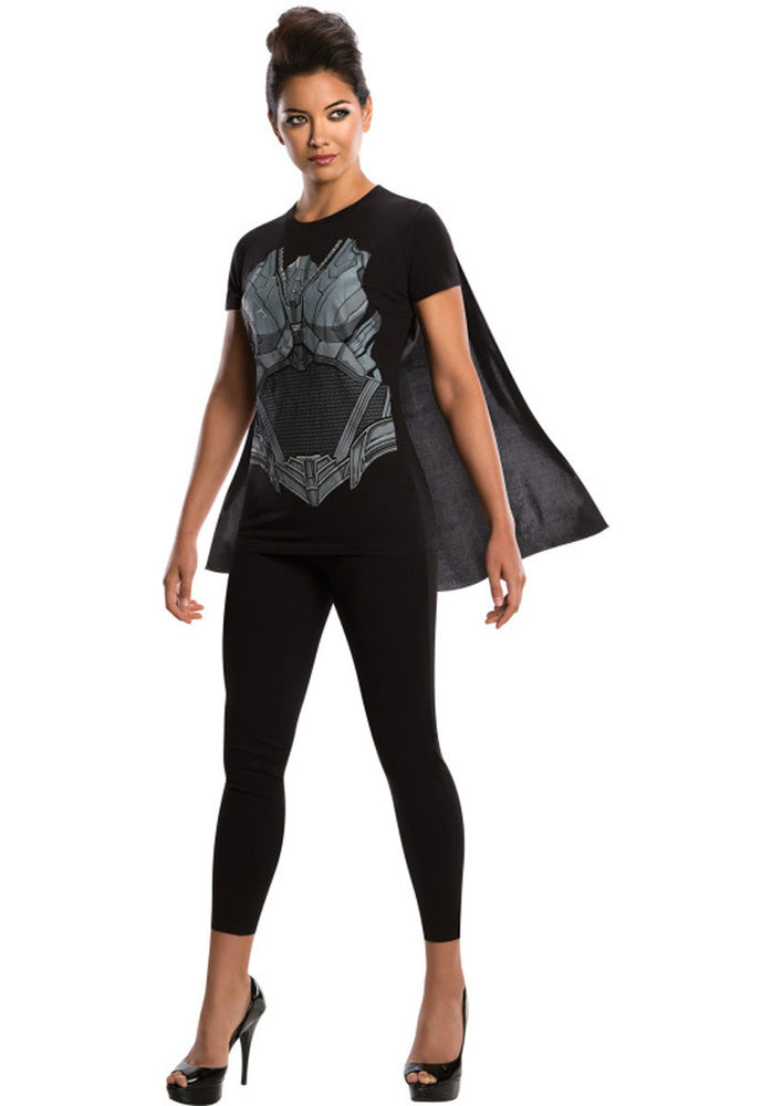 Faora Costume Set, T-Shirt & Cape - Man of Steel Fancy Dress