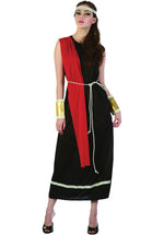 Adult Ladies Roman Goddess Costume, Black Toga Fancy Dress