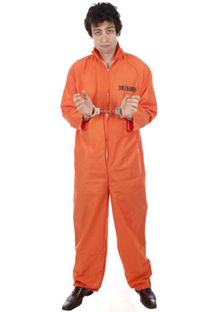 Prisoner Overalls Costume, Orange, Convict Fancy Dress