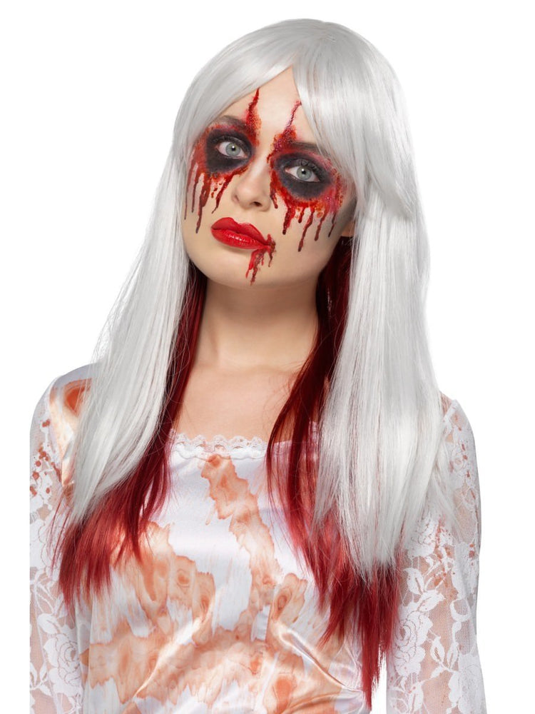 Deluxe Blood Drip Ombre Wig, White & Red