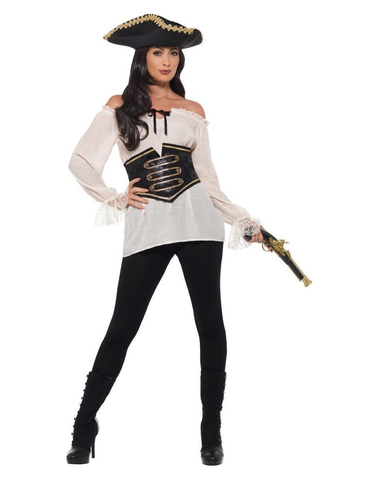 Smiffys Deluxe Pirate Shirt, Ladies, Ivory - 47356