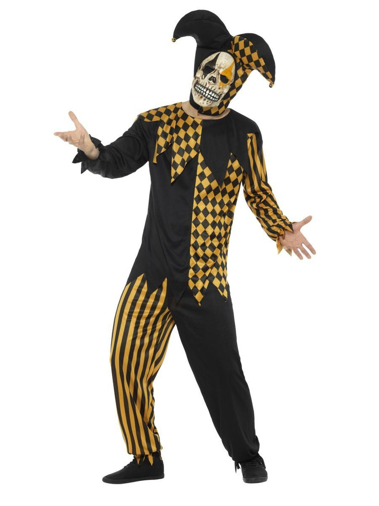 Smiffys Evil Court Jester Costume, Black & Gold - 48074