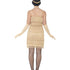 Flapper Costume, Gold, with Short Dress44678
