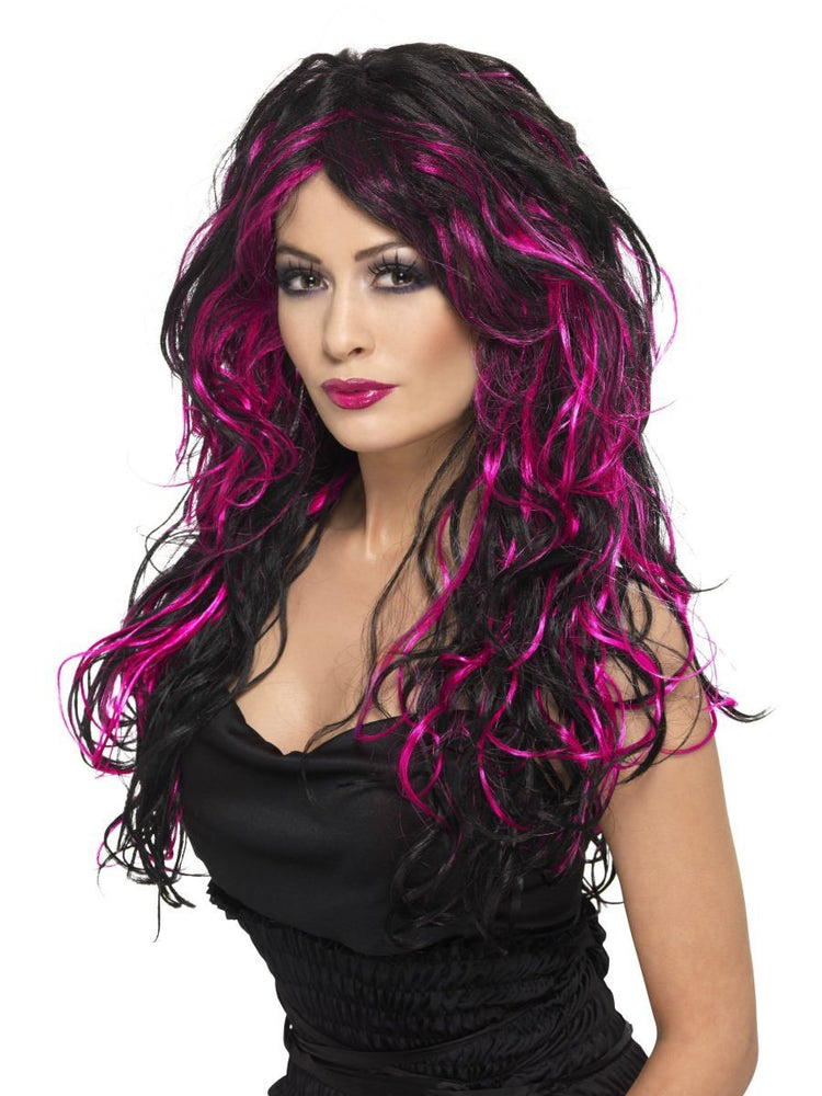 Gothic Bride Wig - Black and Pink