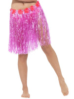 Hawaiian Hula Skirt with Flowers, Neon Pink45550