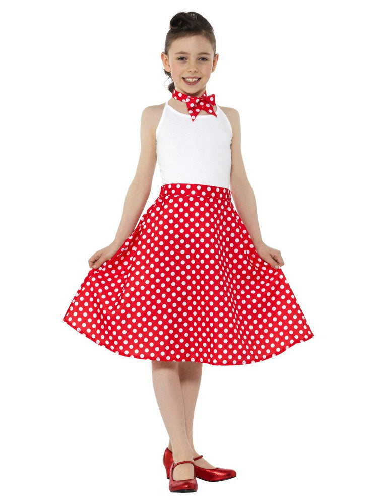 Smiffys Kids Red 50s Polka Dot Skirt - 47691