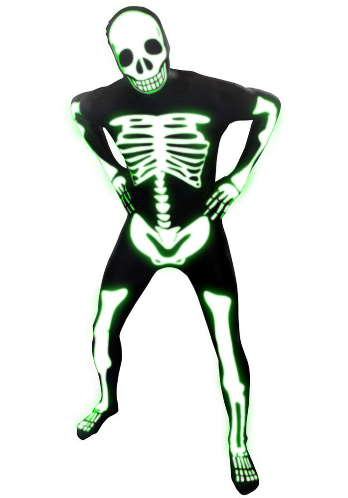 Skeleton Glow Morphsuit Costume, Halloween Skeleton Costume