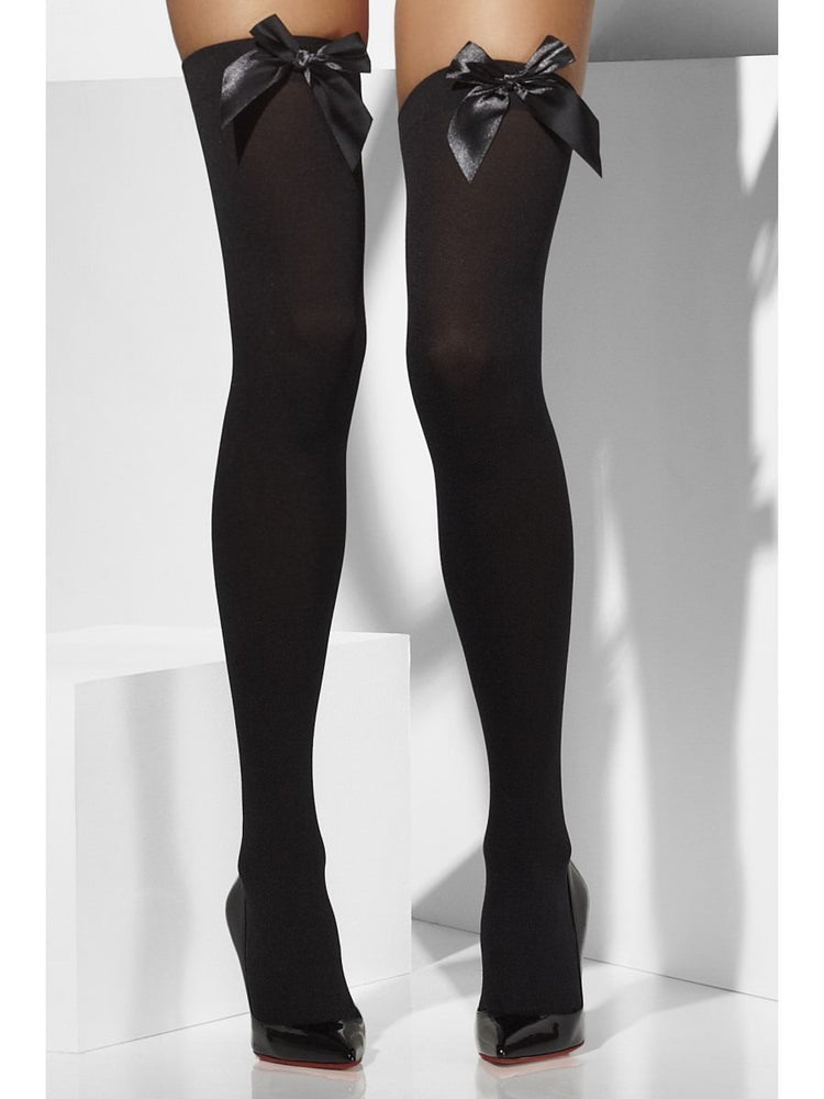 Opaque Hold-Ups Black w/Black Bows