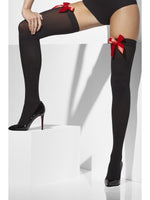 Black Opaque Hold Ups w/Red Bow