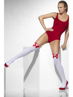 Hold Ups - Opaque, w/ White & Red Bows