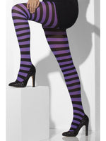 Opaque Tights Purple & Black Stripes
