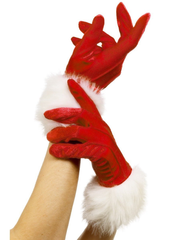 Ladies Santa Short Gloves W/ Fur