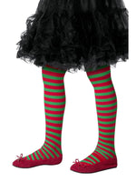 Smiffys Striped Tights, Childs, Red & Green - 48329