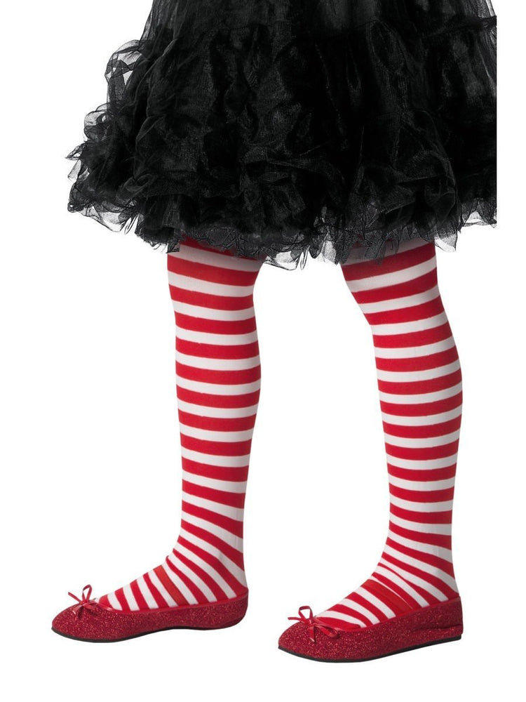 Smiffys Striped Tights, Childs, Red & White - 48331
