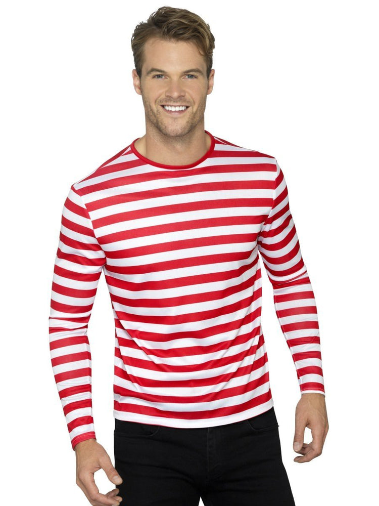 Smiffys Stripy T-Shirt, Red - 46830