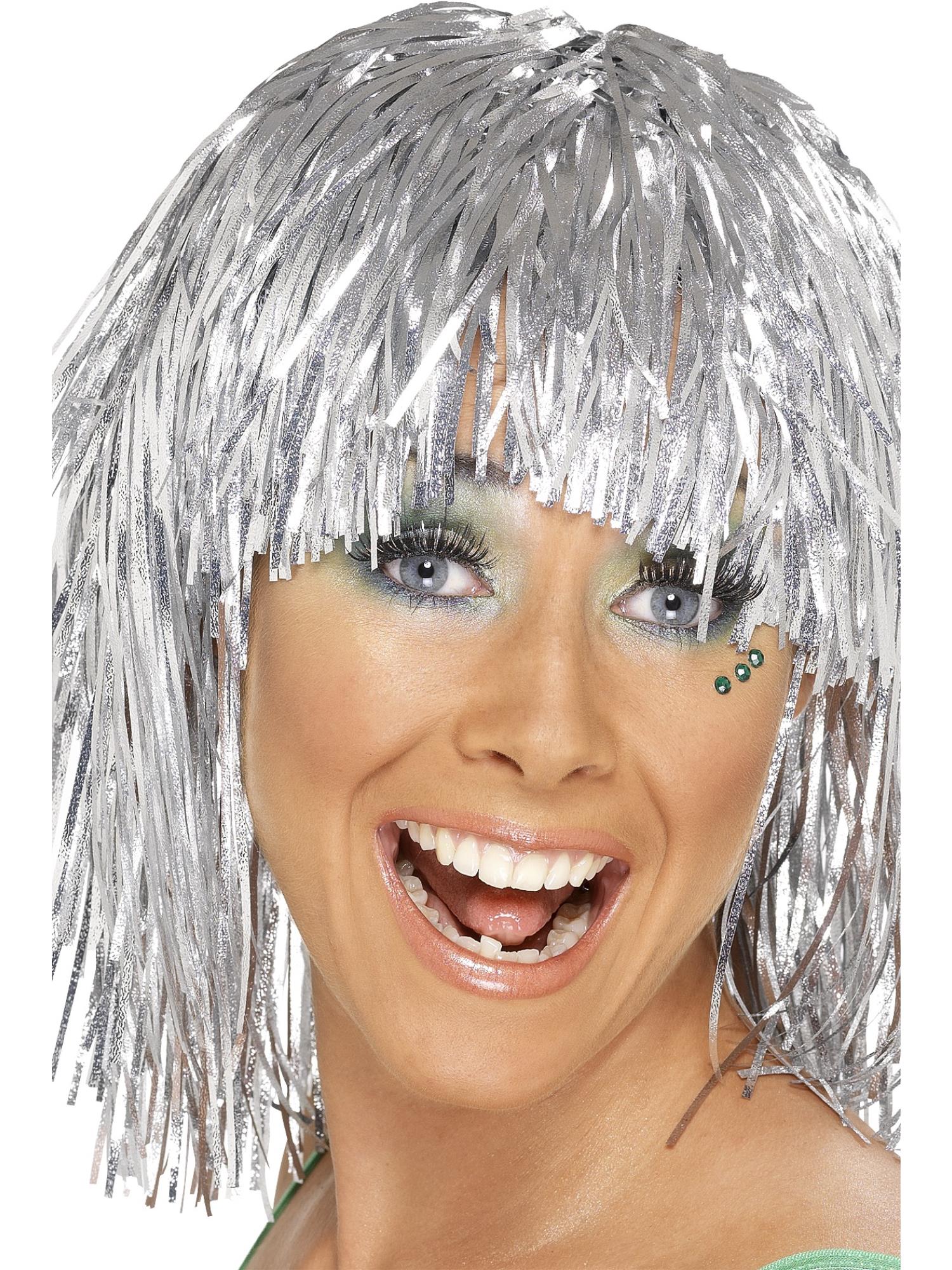 Tinsel Cyber Silver Wig