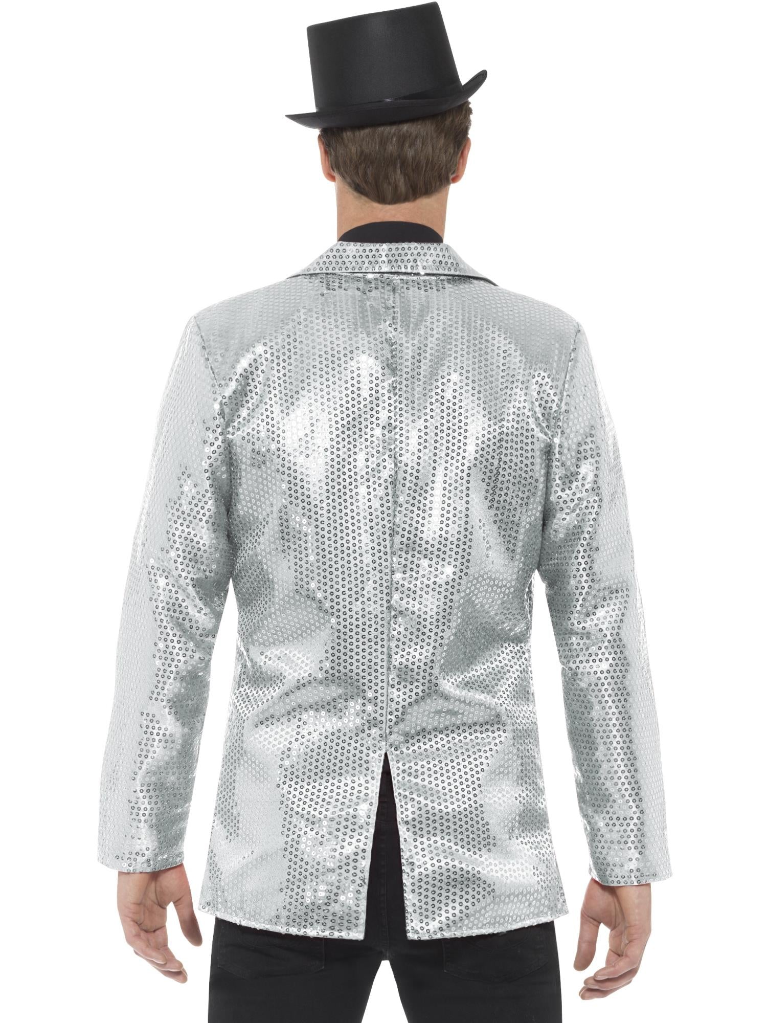 Smiffys Sequin Jacket, Mens, Silver - 21139