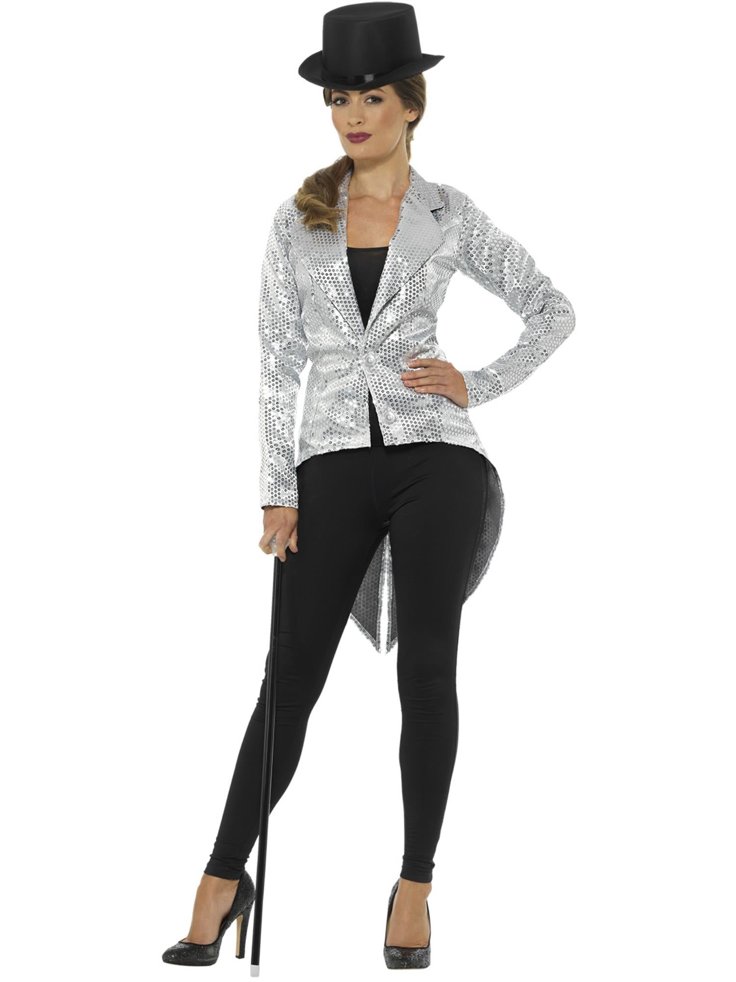 Sequin Tailcoat Jacket, Silver