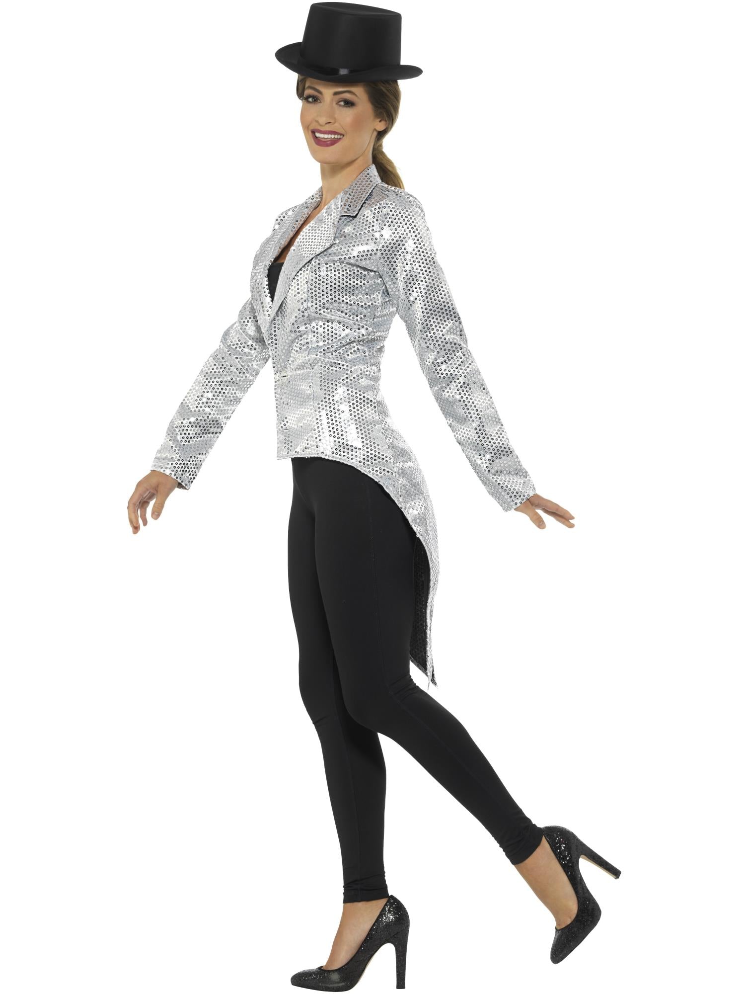 Sequin Tailcoat Jacket, Silver