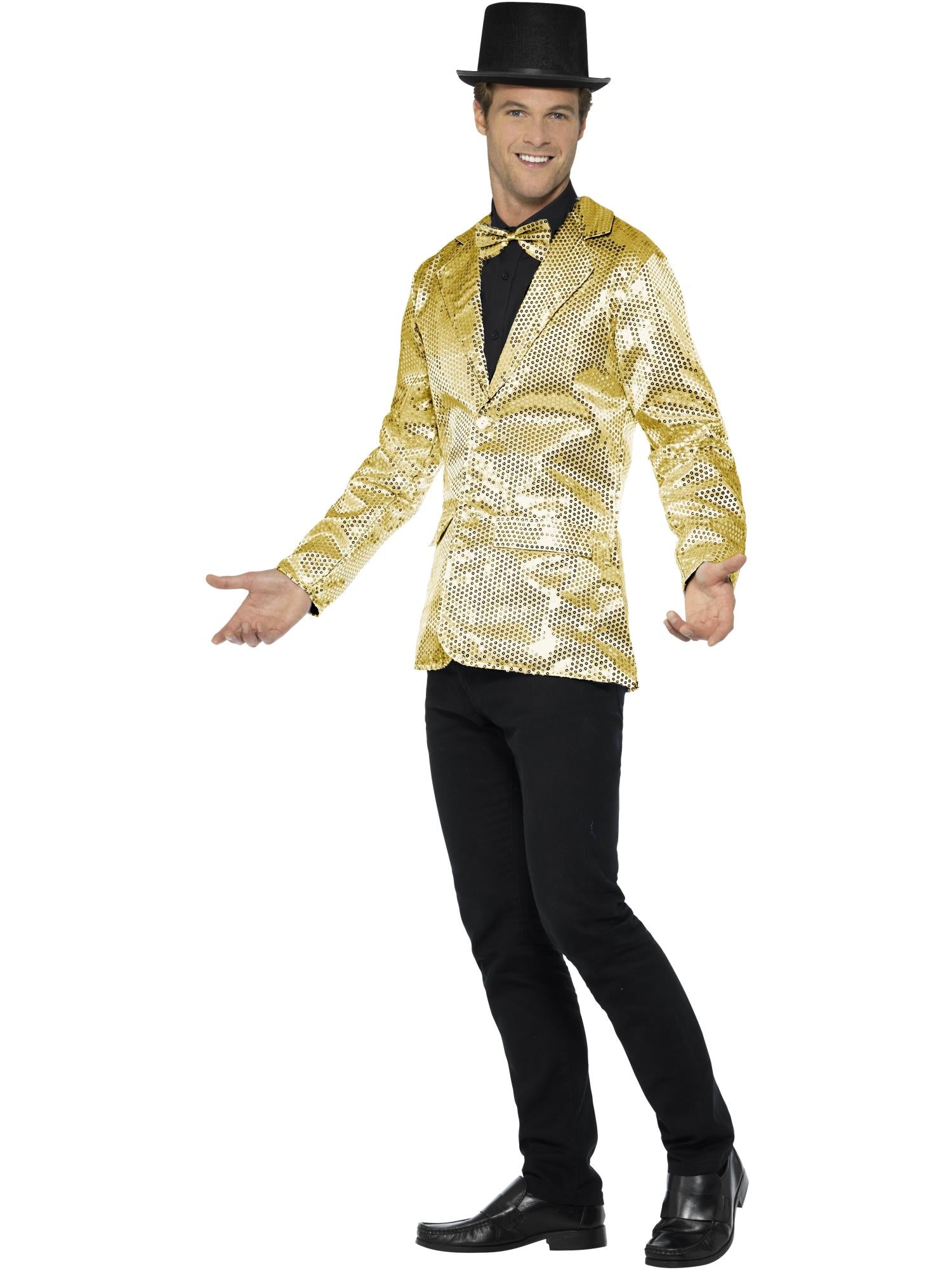 Smiffys Sequin Jacket, Mens, Gold - 21163
