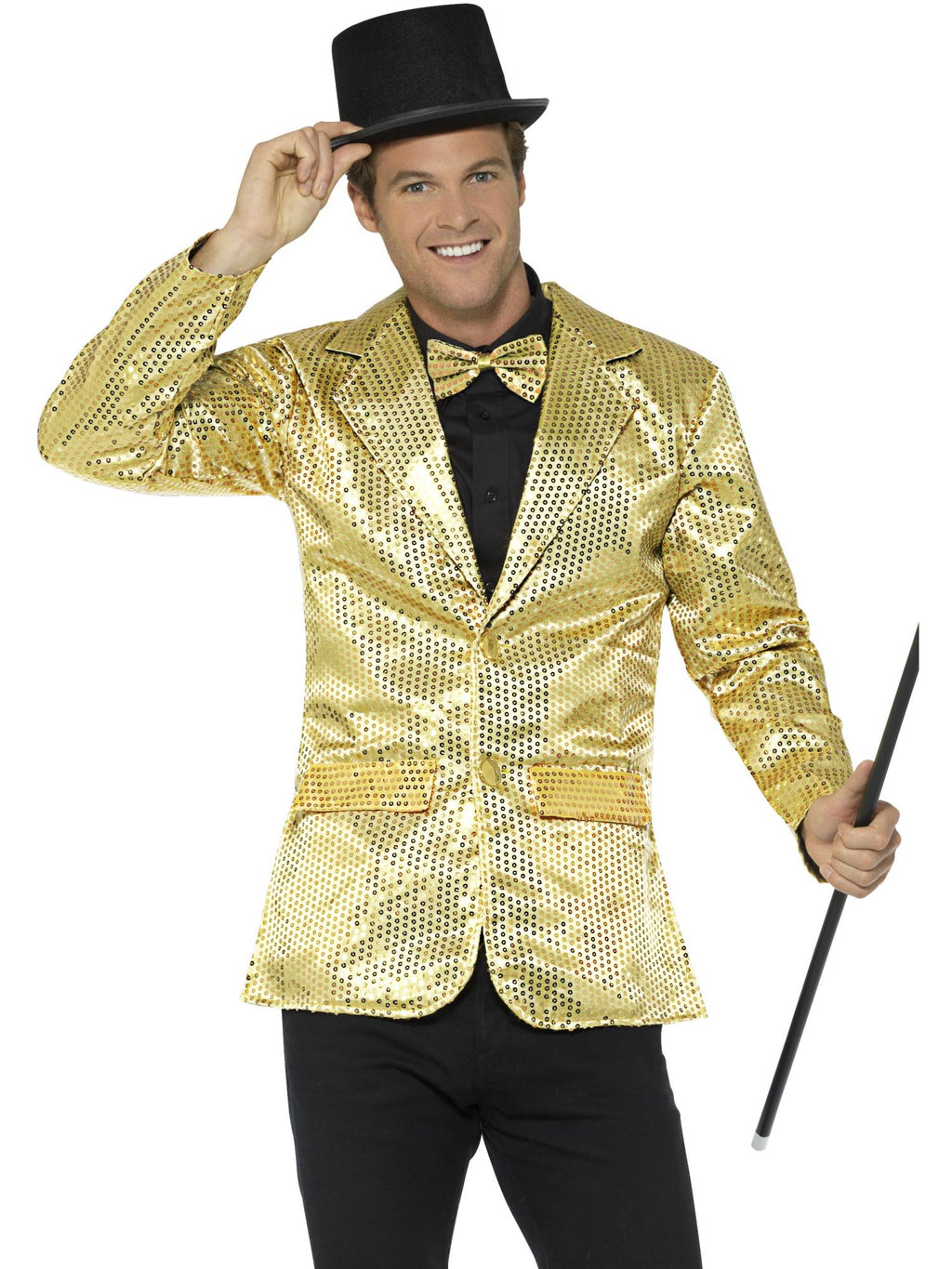 Smiffys Sequin Jacket, Mens, Gold - 21163