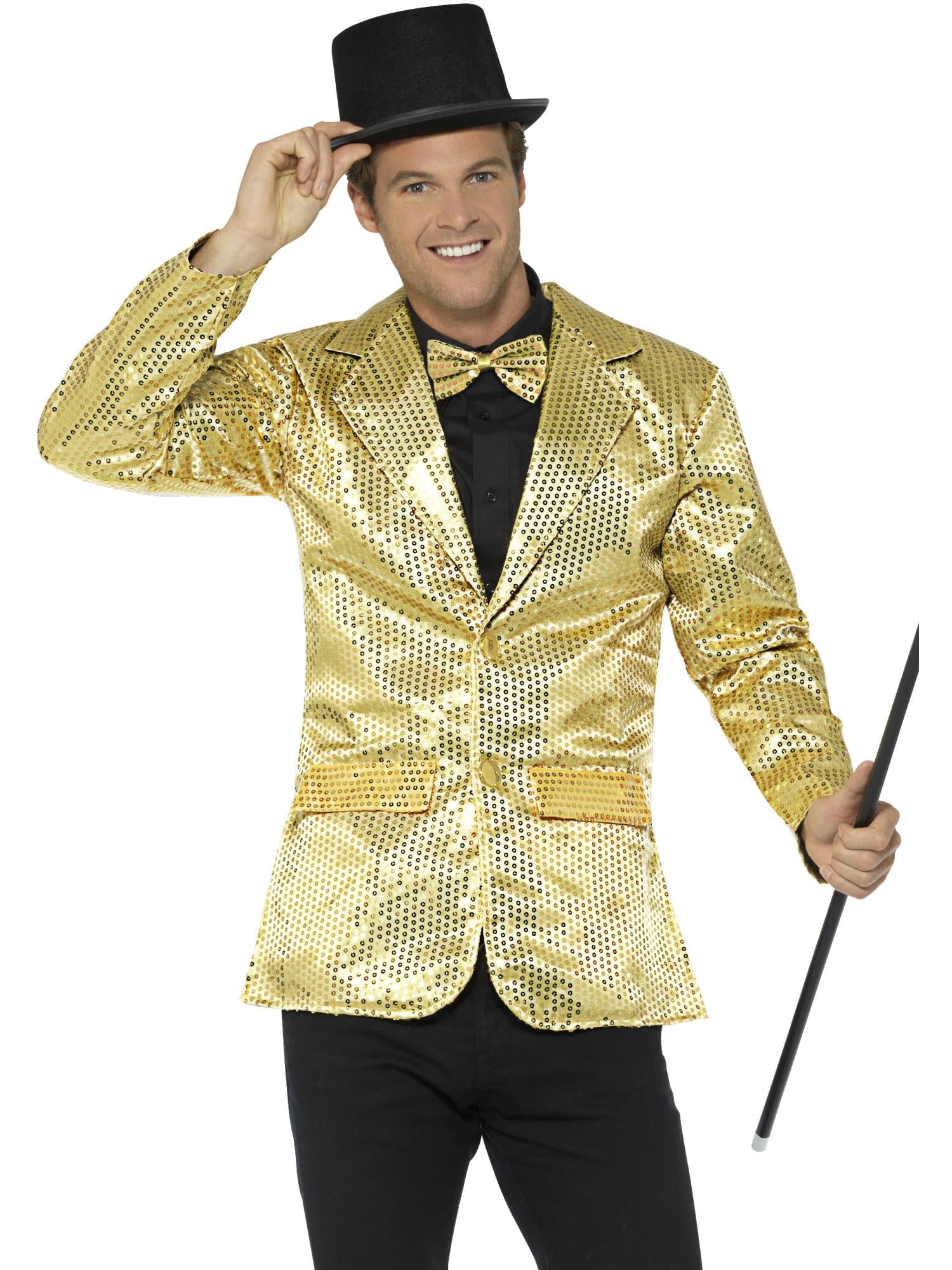 Smiffys Sequin Jacket, Mens, Gold - 21163