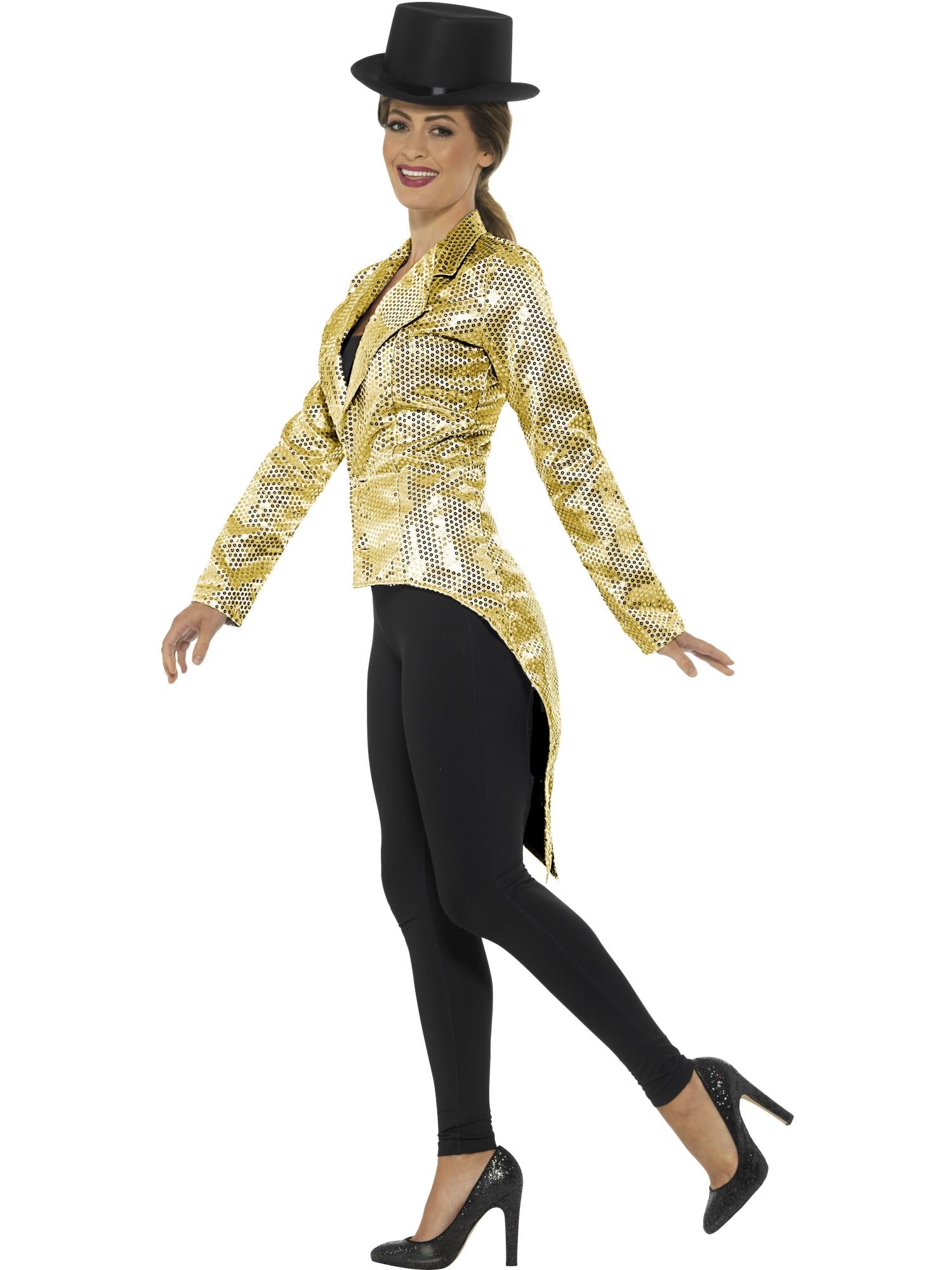 Sequin Tailcoat Jacket, Gold