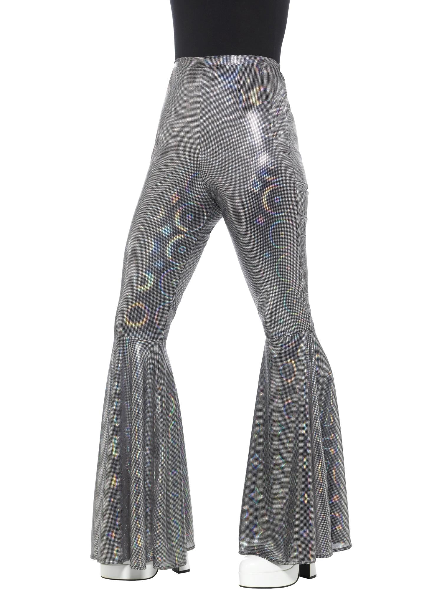 Smiffys Flared Trousers, Ladies, Silver - 21466