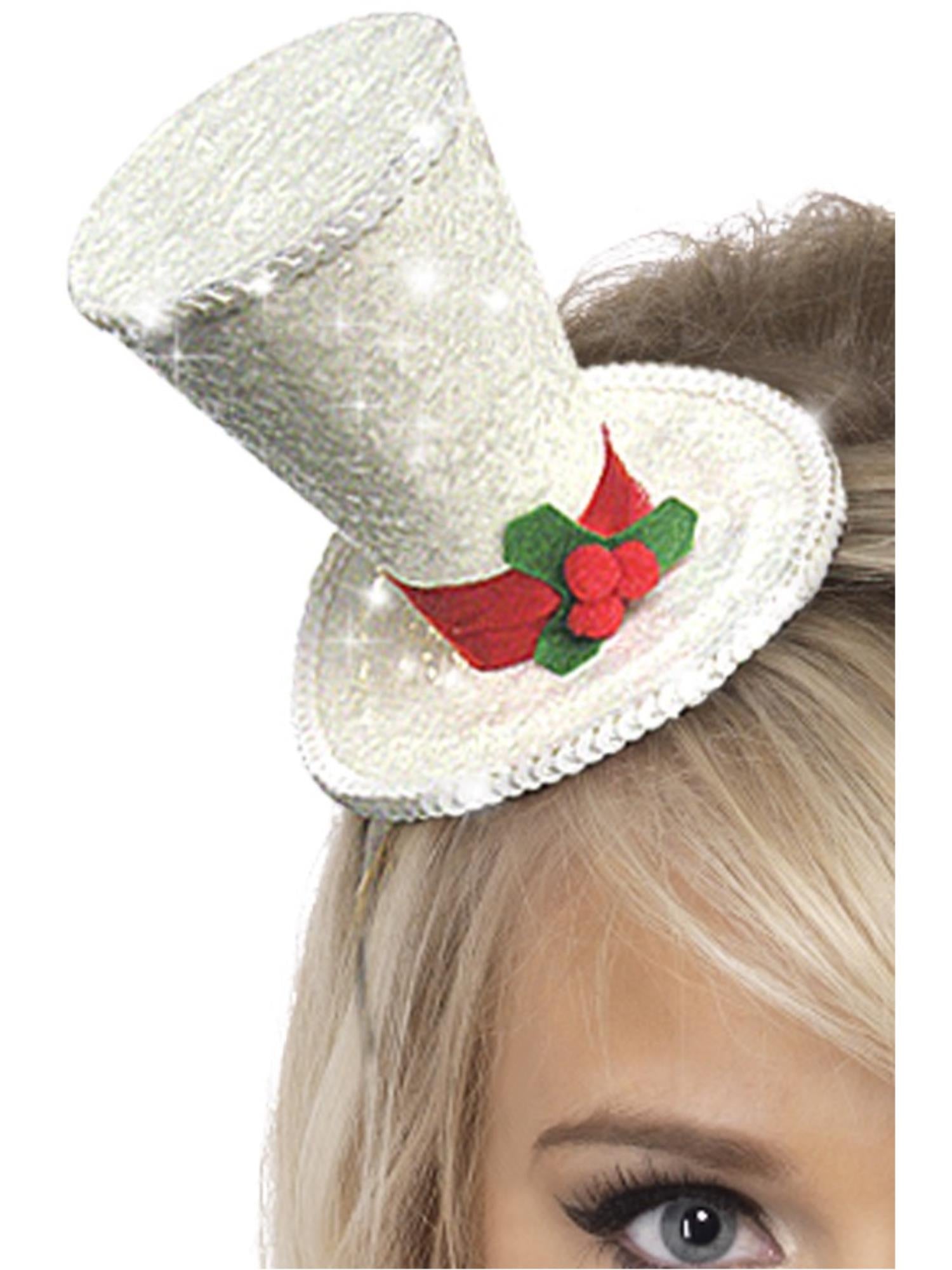 Mini Christmas Top Hat White