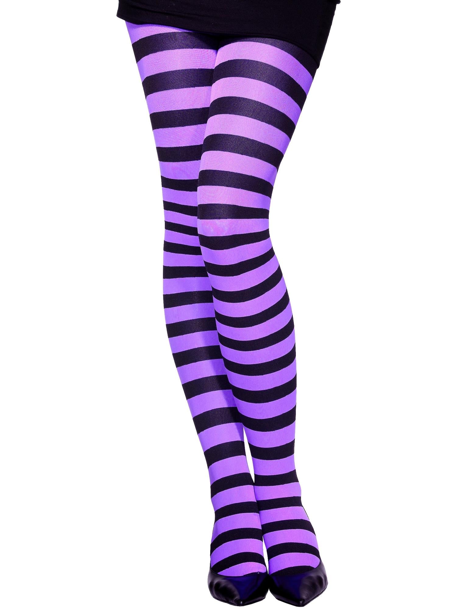 Tights Striped, Purple & Black