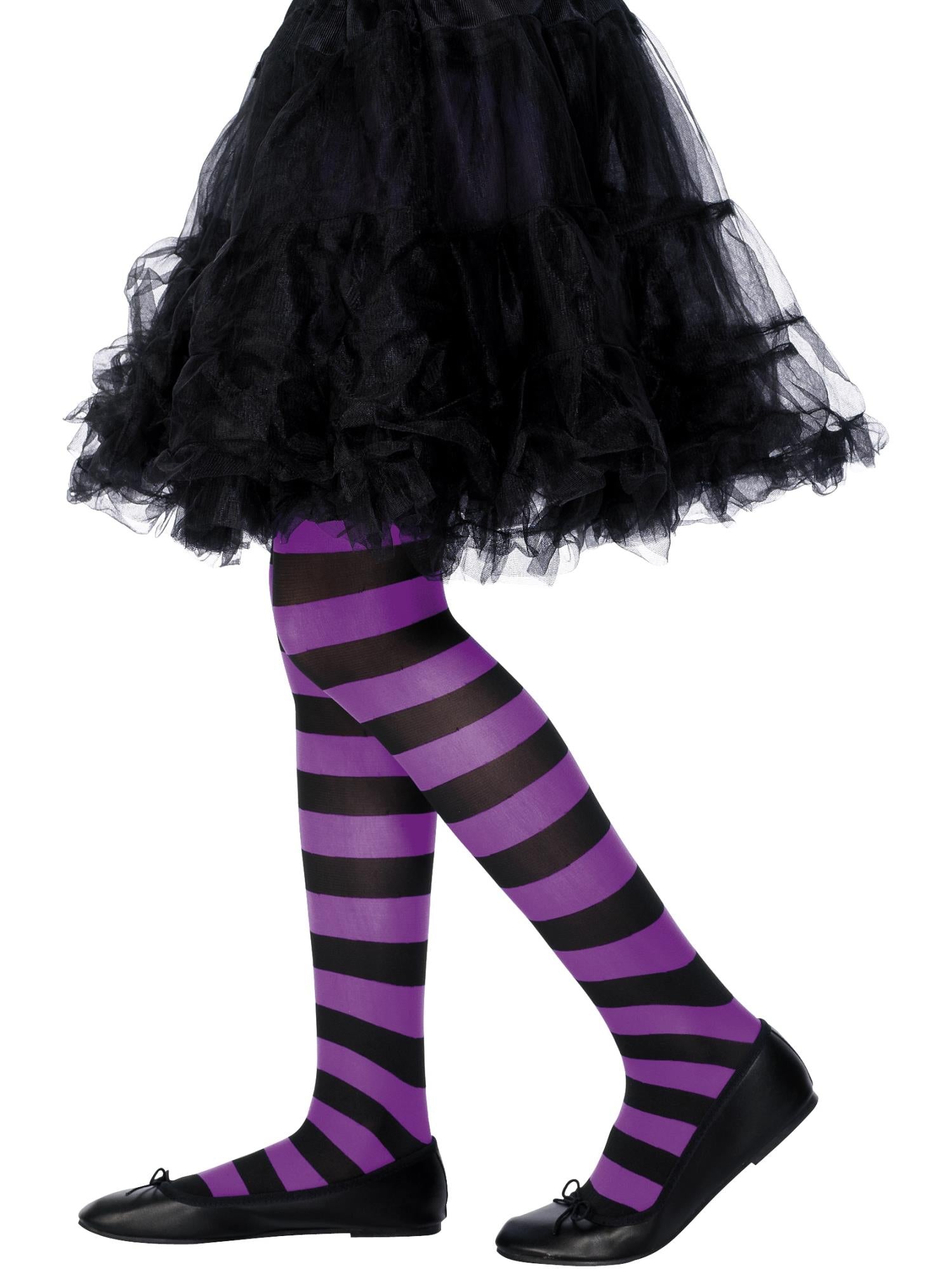 Tights Striped, Purple & Black