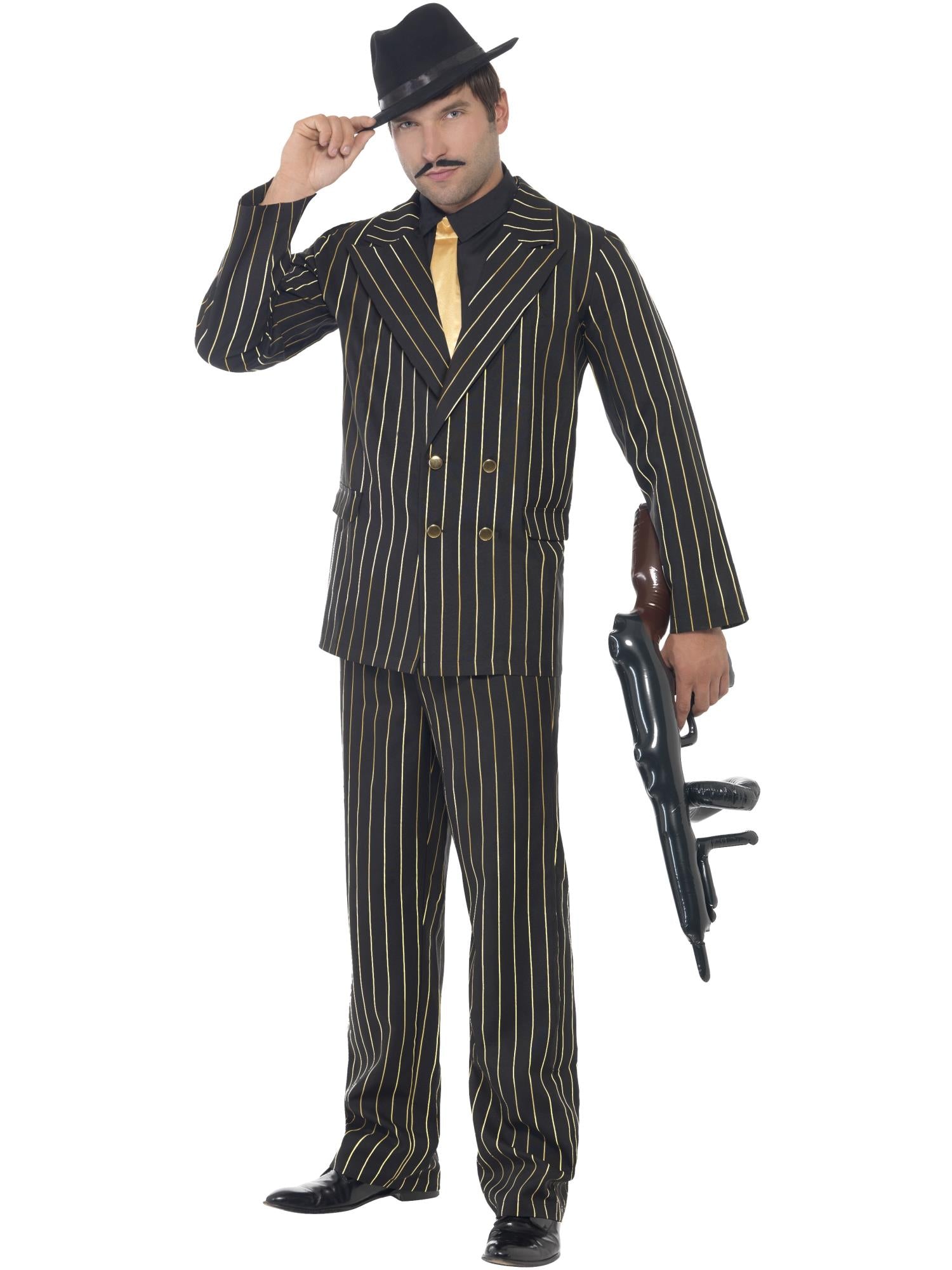 Smiffys Gold Pinstripe Gangster Costume - 22414