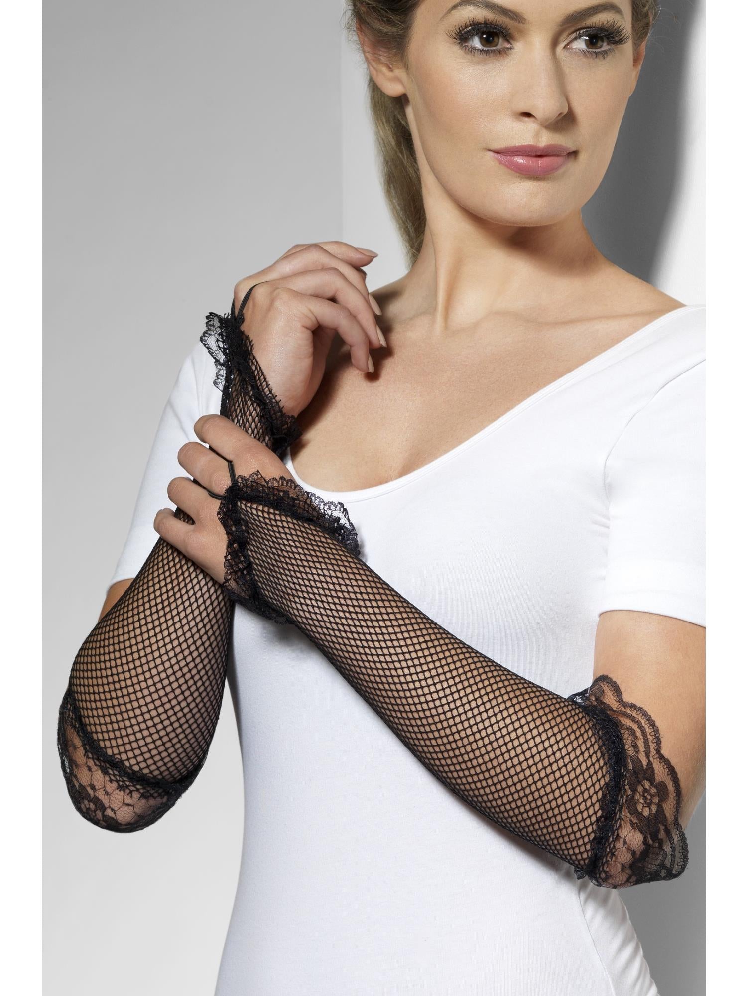 Gloves, Fingerless, Black Lace