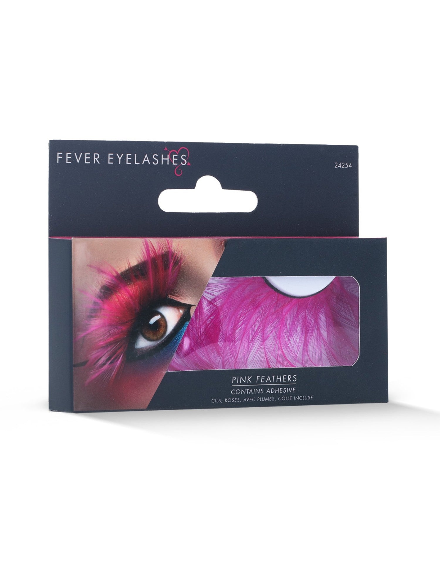 Eyelashes, Pink with Feather Plumes