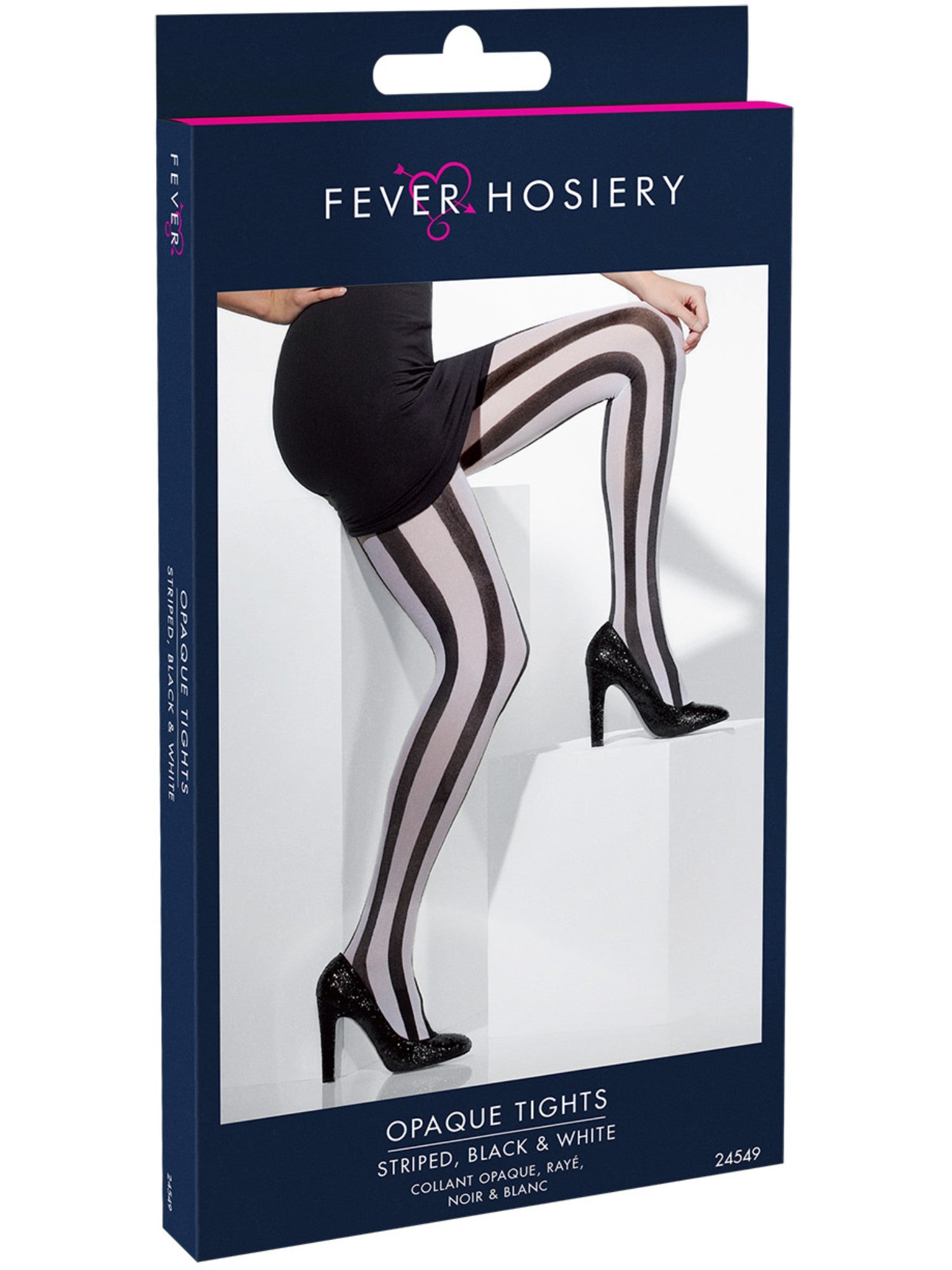 Smiffys Opaque Tights, Black & White - 24549