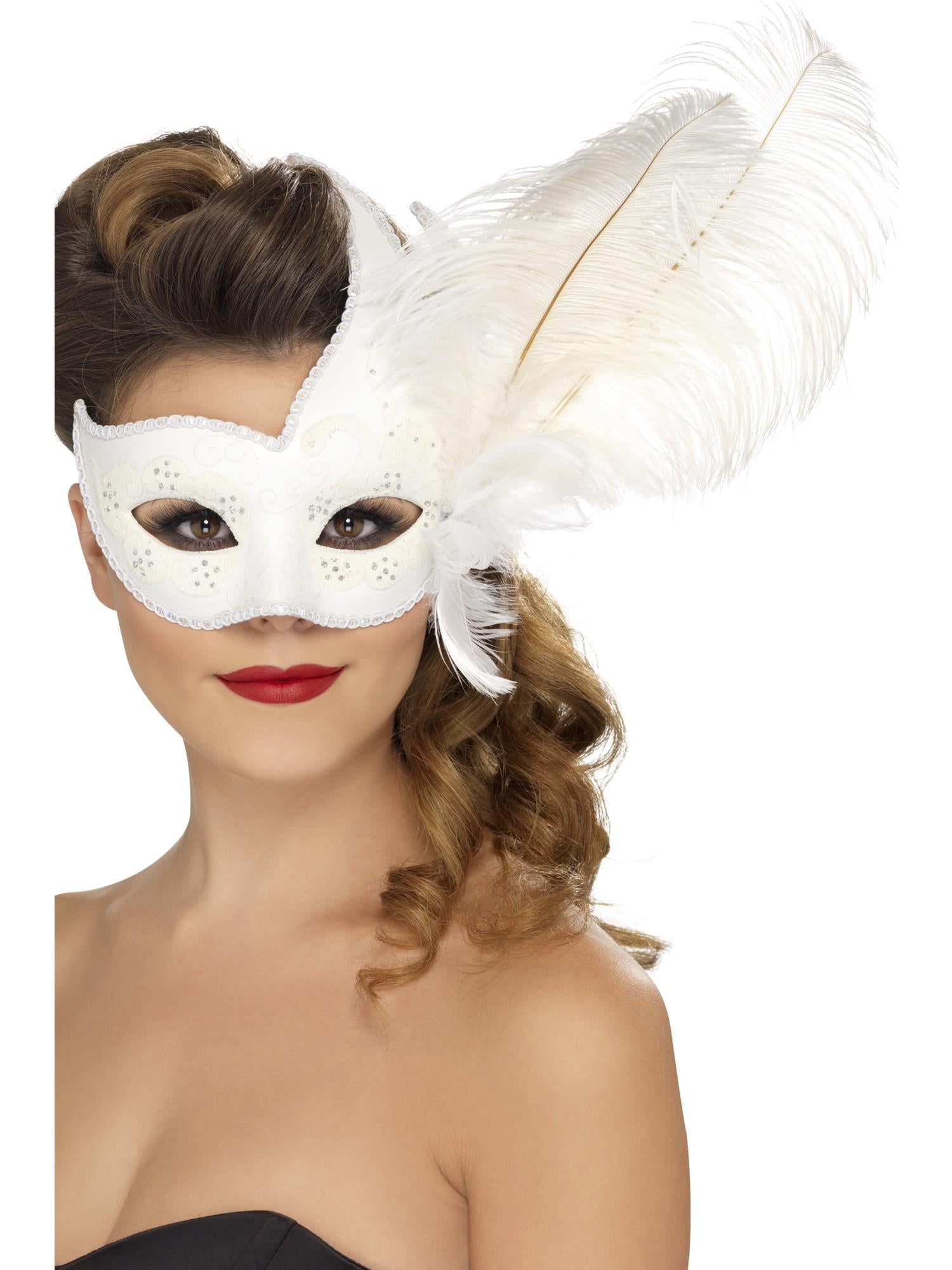 Ornate Columbina Eyemask, White